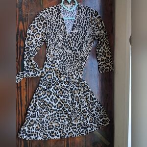 Banana Republic Leopard Print Faux Wrap Dress (Size S)